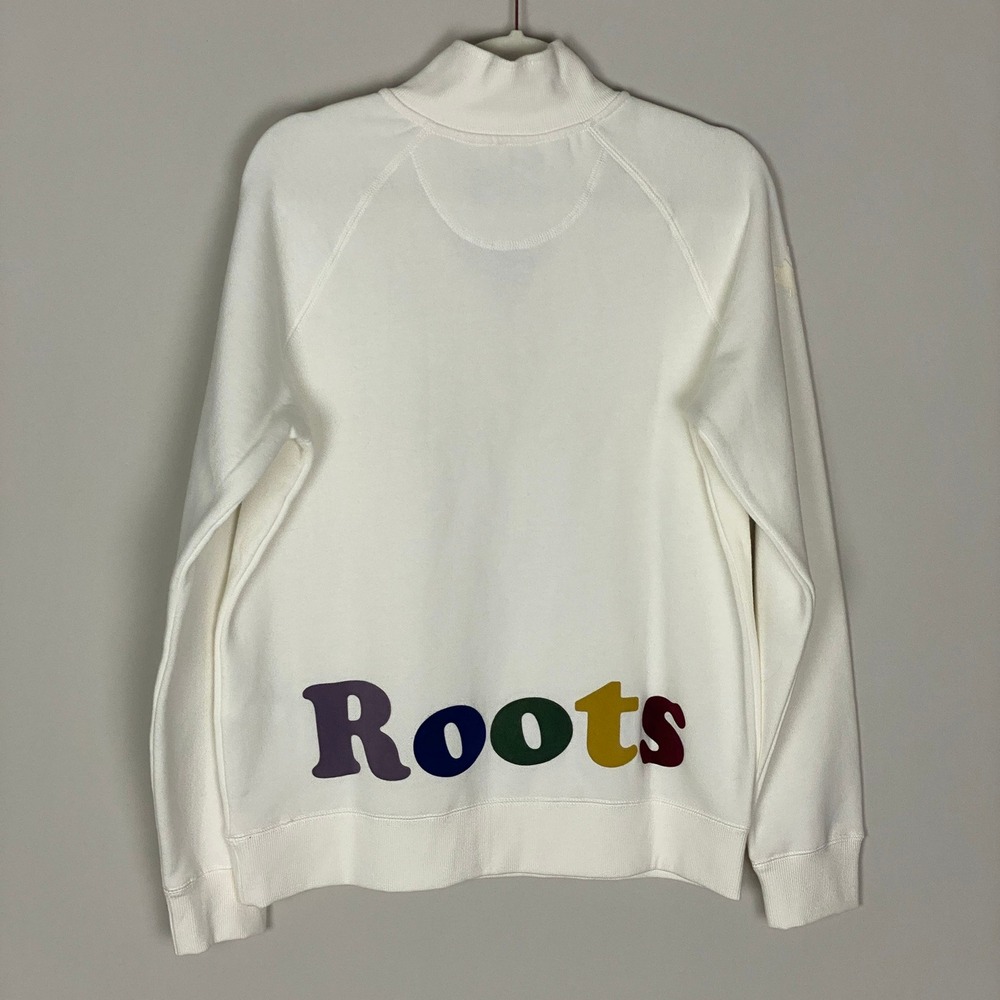 Roots Remix Zip Stein Pullover Sweatshirt Womens Medium Back Quarter Zip